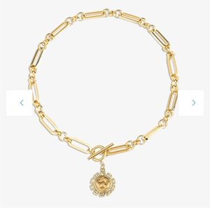 Victoria Emerson Gold Figaro Paperclip Style Necklace with Medallion BRAND NEW